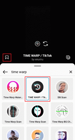 Vælg et hvilket som helst ønsket Time Warp-filter fra samlingen, og tryk på bogmærkeikonet for at gemme det
