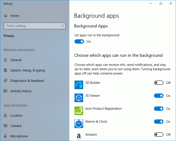 Stoppa appar från att köras i bakgrunden på Windows 10