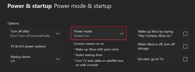 Xbox Power und Start Power-Modus und Start