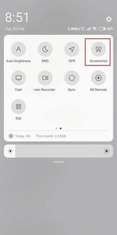 Додирните опцију Снимак екрана на панелу | Где се чувају снимци екрана на Андроиду?