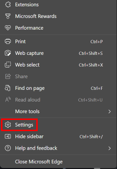 Clique na opção Configurações no menu | Como restaurar a página inicial do MSN