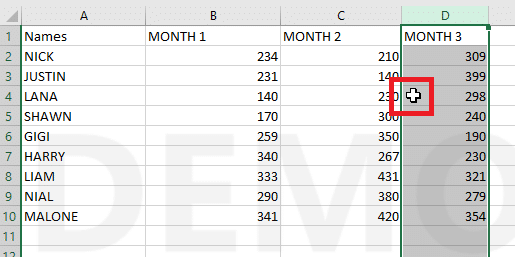 breng je muiscursor naar de rand van de lijn | verwissel kolommen of rijen in Excel