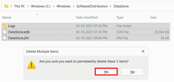 Löschen aller Dateien und Ordner im DataStore-Ordner. So beheben Sie den Fehler bei der fehlgeschlagenen Installation von Updates 0x800f0988 in Windows 11