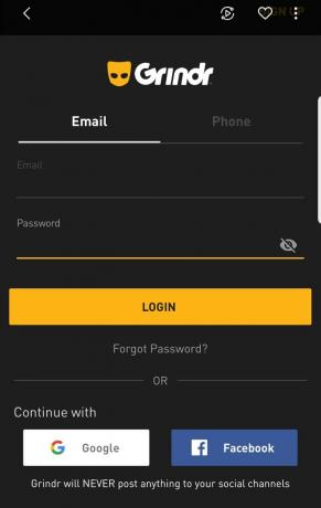 inicie sesión en la aplicación Grindr con sus credenciales anteriores