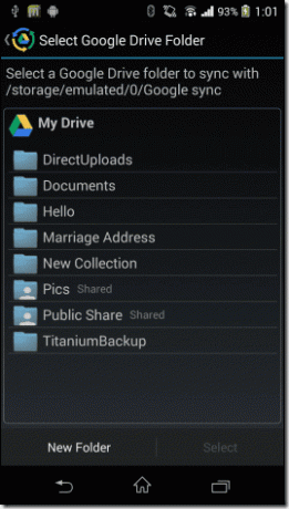 აირჩიეთ Drive Folder