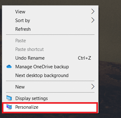 Клацніть правою кнопкою миші на порожній області. Натисніть Персоналізувати. 