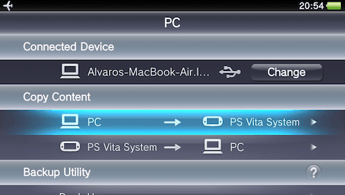 PS Vita Content Manager PC إلى PS Vita1