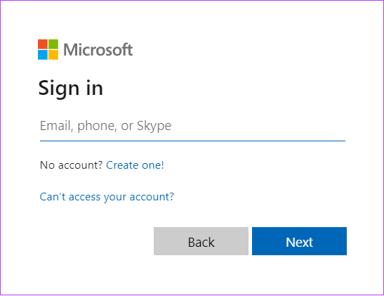 შედით Microsoft-ის ანგარიშში. 