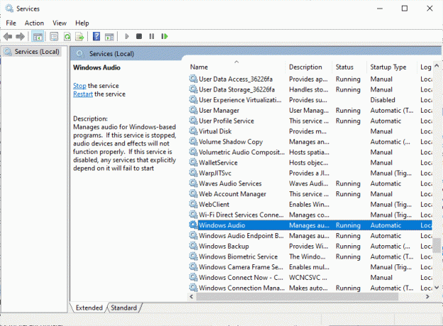 gulir ke bawah dan klik dua kali pada layanan Windows Audio. Perbaiki Masalah Suara PUBG di PC Windows 10