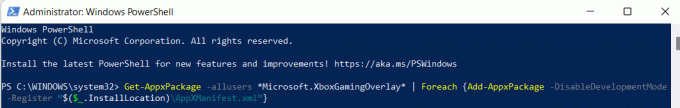 ponownie zainstaluj nakładkę xboxgaming dla wszystkich użytkowników z Windows PowerShell