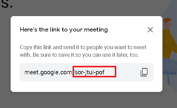 U ziet een prompt op het scherm van Google Meet. Wat is de vervaltijd van de Google Meet-link?