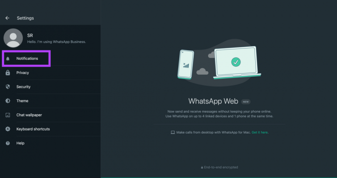 WhatsApp-nettvarslingsinnstillinger