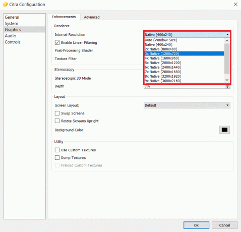 Wählen Sie im Dropdown-Menü „Interne Auflösung“ Ihre Auflösung aus. So spielen Sie 3DS-Spiele auf dem PC