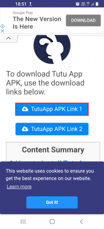 Tippen Sie auf die Schaltfläche TutuApp APK Link 1