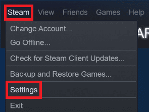 Menu Steam w kliencie Steam na PC