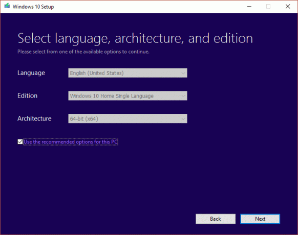 Gunakan opsi yang disarankan untuk PC ini | Cara Membuat Flash Drive USB Bootable Windows 10