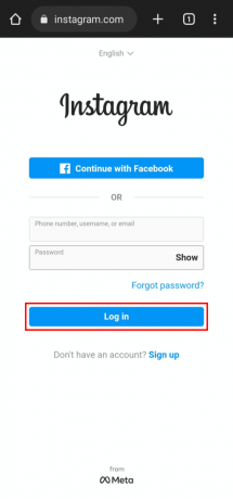 أدخل رقم هاتفك ، واسم المستخدم ، أو البريد الإلكتروني ، وكلمة المرور ، واضغط على زر تسجيل الدخول. | كيفية نسخ رابط ملف تعريف Instagram الخاص بك من التطبيق