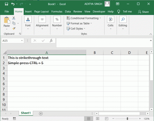 Tastenkombination zum Durchstreichen in Microsoft Excel