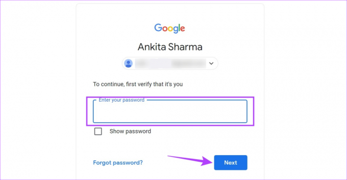 Google 계정 비밀번호를 입력하세요.