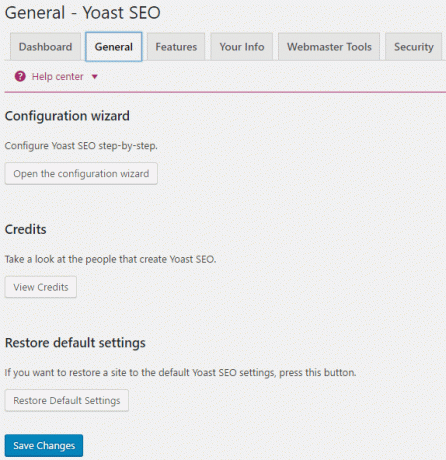 การตั้งค่าทั่วไปของ yoast seo