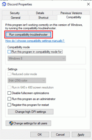 Ejecute el solucionador de problemas de compatibilidad. Arreglar Discord Screen Share no funciona en Windows 10