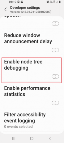 Deaktivieren Sie die Einstellung Knotenbaum-Debugging aktivieren. Fix: Storage TWRP kann auf Android nicht gemountet werden