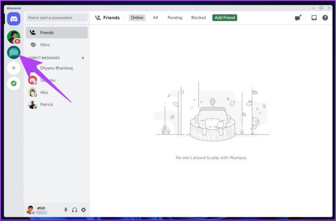 アクティビティステータスを無効にしたいサーバーに移動します