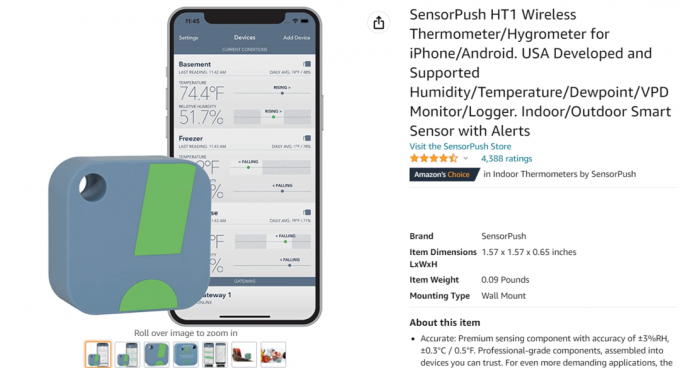 SensorPush vezeték nélküli hőmérő vagy higrométer. 11 legjobb WiFi hőmérséklet- és páratartalom-érzékelő