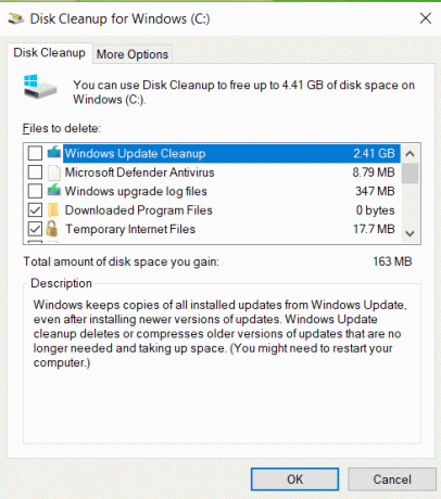 סמן את התיבות בחלון ניקוי הדיסק. פשוט, לחץ על אישור. כיצד למחוק קבצי הגדרת Win ב-Windows 10