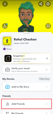Πατήστε στην επιλογή Προσθήκη φίλων. | Πώς να ξεμπλοκάρετε κάποιον στο Snapchat και να τον προσθέσετε ξανά