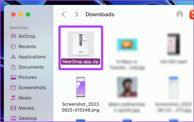 Izdvojite NearDrop Zip datoteku