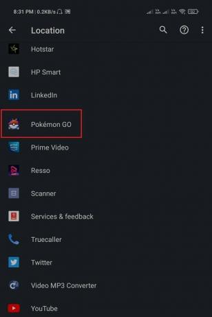 Tagad lietotņu sarakstā meklējiet Pokémon GO. pieskarieties tam, lai atvērtu.