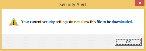 Виправити Ваші поточні налаштування безпеки не дозволяють завантажувати цей файл