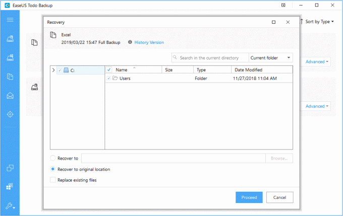 Резервне копіювання EaseUS Todo в резервну копію даних у Windows 10