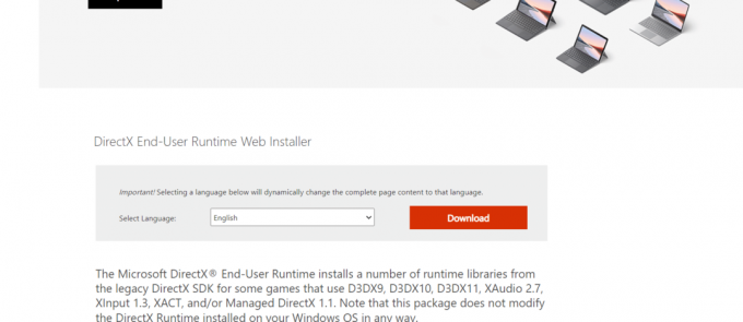 DirectX End-User Runtime Web Installer-Downloadseite