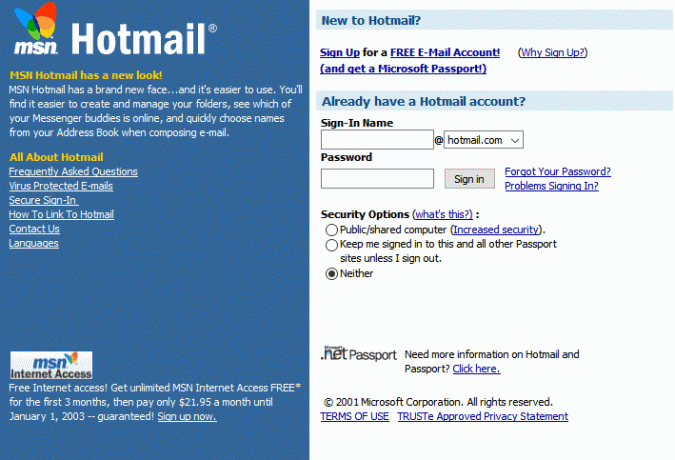 البريد الإلكتروني MSN HOTMAIL