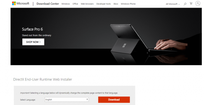 Besök nedladdningssidan för DirectX på Microsofts webbplats