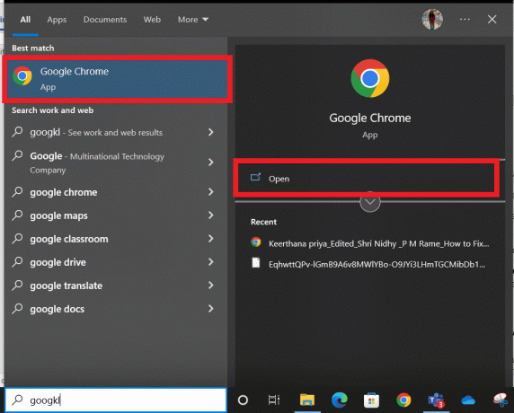 Apri Google Chrome dal menu Start