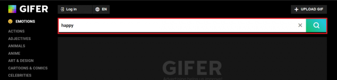 Gifer検索バーにお気に入りのGIFを入力し、Enterキーを押します。