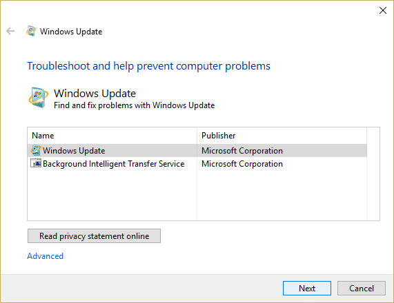 Laden Sie Microsoft Troubleshooter herunter, um Windows Update zu reparieren, kann derzeit nicht nach Aktualisierungsfehlern suchen