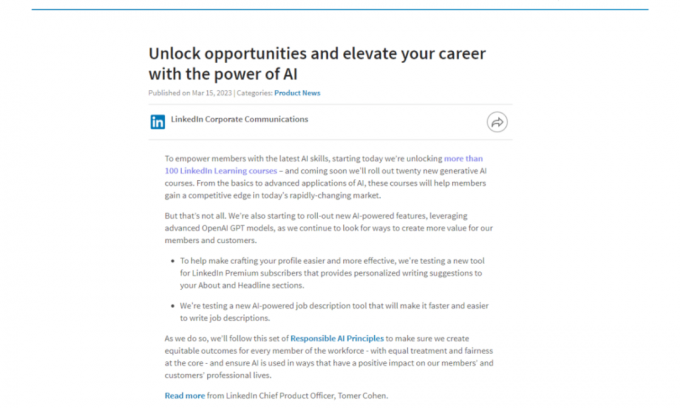 LinkedIn пуска нова генерираща AI технология за подобряване на учебното изживяване