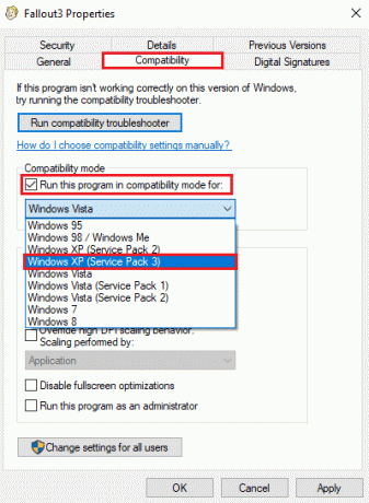 Wählen Sie Windows XP (Service Pack 3)