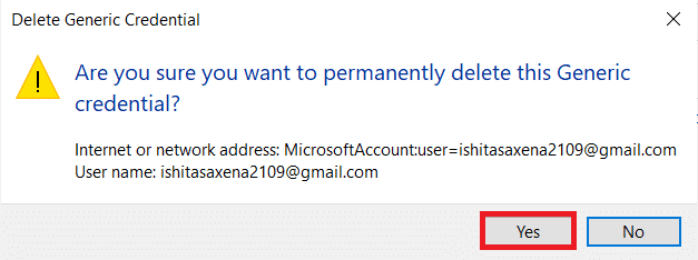 bekräfta för att ta bort Microsoft-kontouppgifterna. Fixa Outlook-lösenordsprompt som dyker upp igen