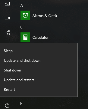 Închideți Windows 10 fără a instala actualizări
