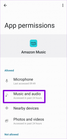 Dopuštenja aplikacije Amazon Music na Androidu