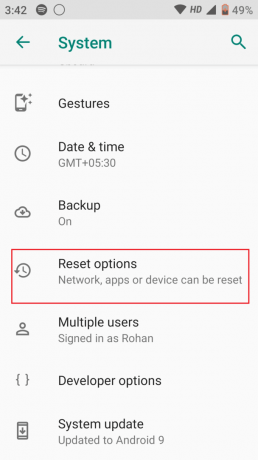 Tippen Sie in den Systemeinstellungen auf Optionen zum Zurücksetzen. Beheben Sie den Android-Wiederherstellungsmodus ohne Befehlsfehler