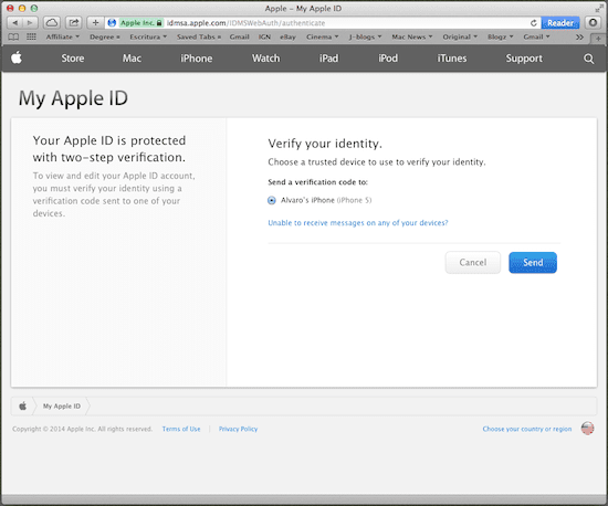 Spletno mesto Apple ID Preverite svojo identiteto