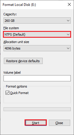 Тепер виберіть один із варіантів FAT, FAT32, exFAT, NTFS або ReFS для внутрішнього жорсткого диска та FAT32 для зовнішнього жорсткого диска 