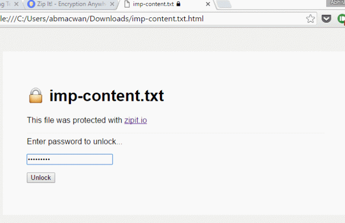 Zipit Unlock HTML-sida