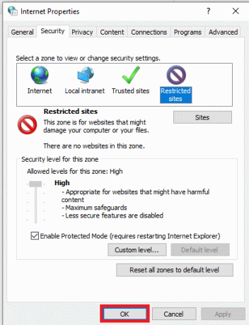 انقر فوق الزر " موافق" في نافذة " خيارات الإنترنت" لإنهاء العملية. كيفية إلغاء حظر موقع على نظام التشغيل Windows 10